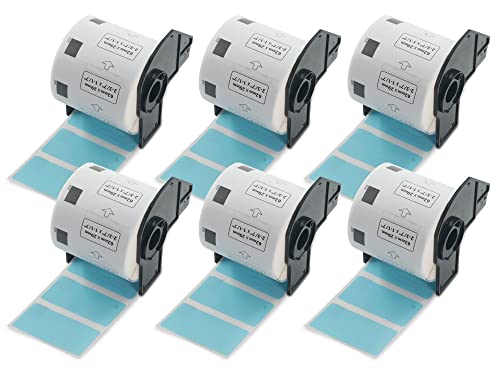 BETCKEY - 6 Rolls DK-11209 Colored Labels, 62mm x 29mm, Black on Blue, 4800 Small Address Labels Using for QL Label Printers