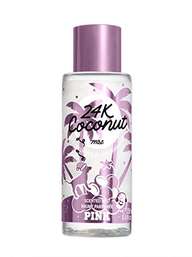PINK/VICTORIAS SECRET 24k Coconut Body Mist New 8.4 Ounce Warm with Iced Coconut, Vanilla Whip and Velvet Petals Limited-edition