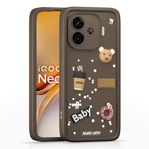 Image of Bintage Ball Bear| Donut| Milk Cake| Baby| Coffee Rubber Case Camera Protection Back Cover Compatible for iQOO Neo 10R 5G - Brown