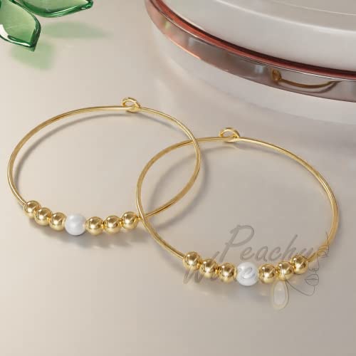 Peachy Women 14K Gold Filled Earring Hoops Pair With White Pearl And Beads thumb #3