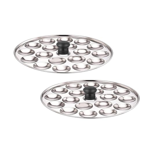 Image of Stainless Steel Mini Idli Plates | Mini Idli Maker With Bakelite Knob (2 Plates, 36 Idlies)