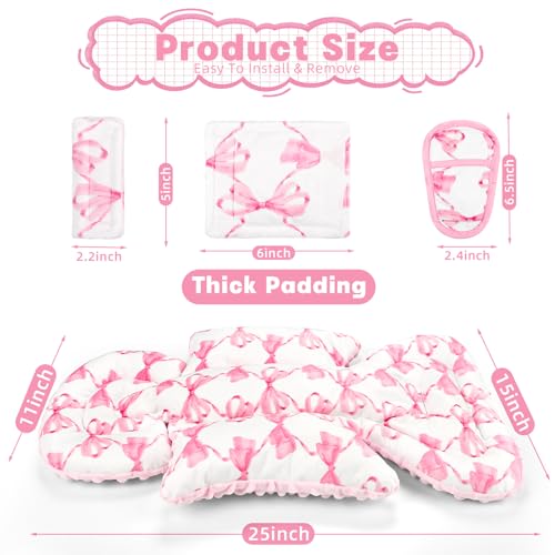 Insertos reversibles para asiento de bebé con funda de almohada y sábanas para cuna miniatura 6