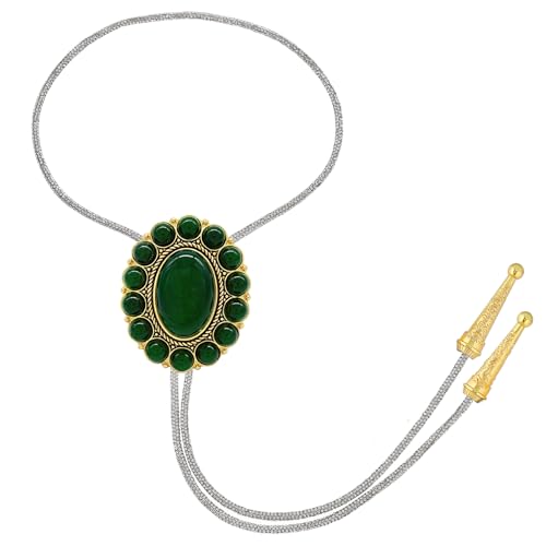 Image of GelConnie Bolo Tie for Men Women Western Cowboy Turquoise Leather Necktie | Natural Stone Bolo Tie Necklace for Women Rodeo Cowboy Leather Necktie Native American Western Cowgirl Ties Adjustable Cord