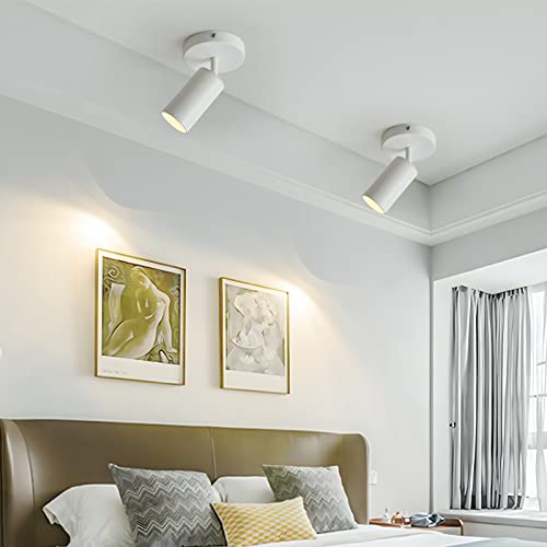 Zicbol Track Lighting Ceiling Spotlight, White Ceiling Light Fixture, Gu10 Ceiling Spotlights Indoor Angle Adjustment Modern Wall Lamp For Living Room, Gallery, Cabinet, Hallway, Bedroom 2 Packs #TOP1