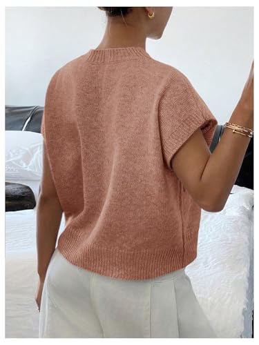 Image of SOLY HUX Women's Short Sleeve Sweater 3D Floral Sweaters Pullover Tank Tops Knit Vest Trendy Fashion Clothing