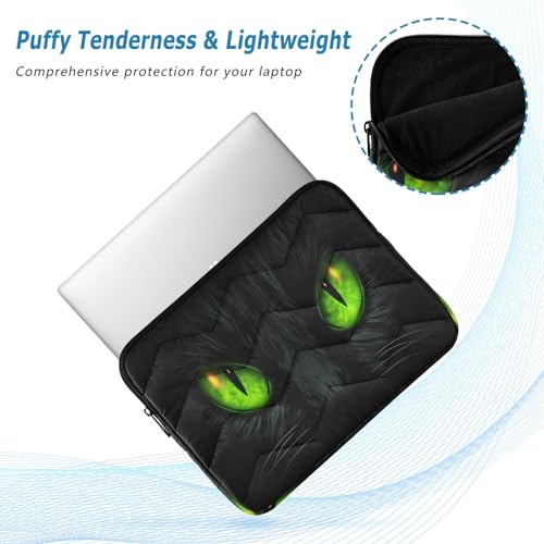 Funda para portátil de 13-14 pulgadas con diseño de ojos verdes de gato miniatura 5
