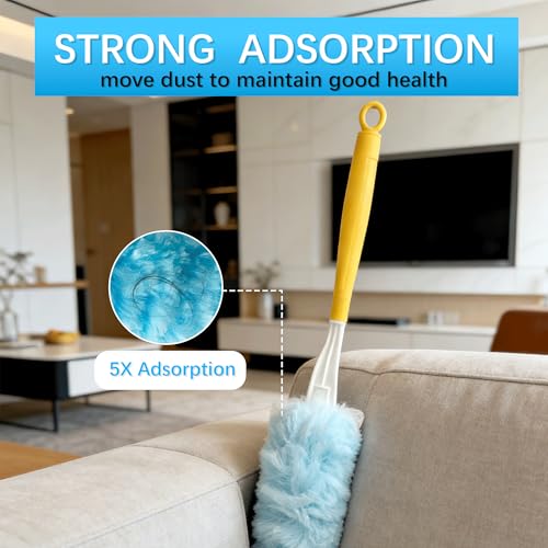 Image of 60 Count Disposable Dusters Refills, 360 Heavy Duty Duster Refills Compatible with Swiffer Duster Refills (60 Count Duster Refill +2 Handle)