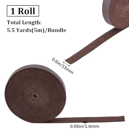 GORGECRAFT 5M x 15mm Wide Leather Strap Flat Leather Cord 1.6mm Thick Lychee Grain Imitation Strips Threads Braiding Ropes for DIY Craft Pet Collars Guitar Belt Bracelet Jewelry Making - Image 2