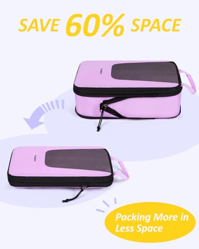 Image of BAGSMART Compression Packing Cubes for Travel, 6 /5 /4set Lightweight Packing Organizers, Summer Travel Essentials Suitcase Organizer Bags Set
