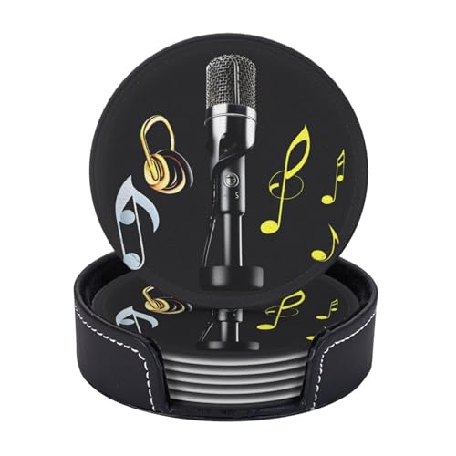 Dessous de verre de qualité supérieure avec imprimé microphone stylisé - 6