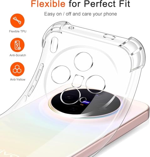 Image of Lustree Compatible with vivo X300 5G Back Cover| Clear + TPU Case with 4 Corner Air Cushion Protection & Camera Protection | Slim& Stylus Cover for vivo X300 5G