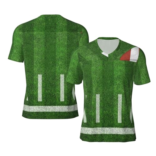 Stylish Athletic Sports Jersey American Football Yard Line Men's Rugby Jersey Medium Black