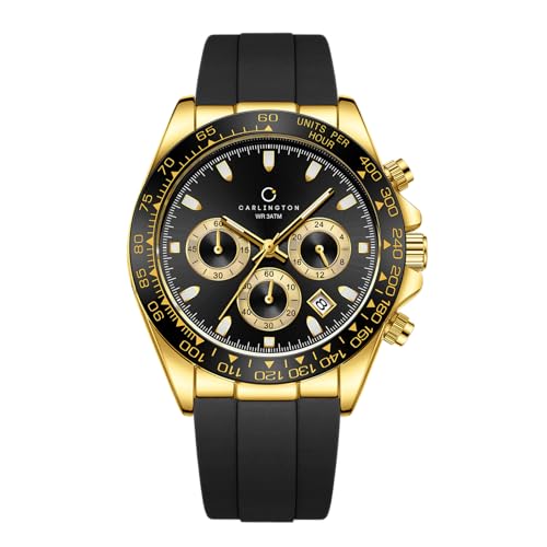Image of Carlington Nitro Analog Chronograph Men's Polyurethane Strap Wrist Watch | Quartz Movement | Water & Shock Resistant Watch for Men | Casual & Formal Wear - CT 8054