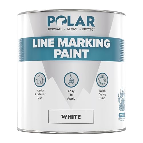 Polar Line Marker White Paint - 33 Fl Oz - Heavy Duty & Hard-Wearing - Road Marking Paint - Indoors