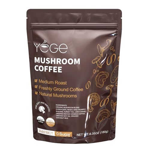 Image of Mushroom Coffee, Instant Coffee Blend, 6 Adaptogenic Mushrooms, 30 Servings
