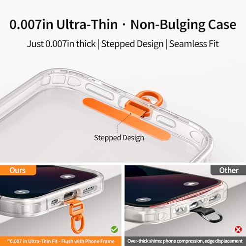 Image of saxsion Phone Tether Tab & Lanyard Tab, 360 Swivel Clip - Ultra Thin Stainless Steel Universal Patch for All Phone Cases