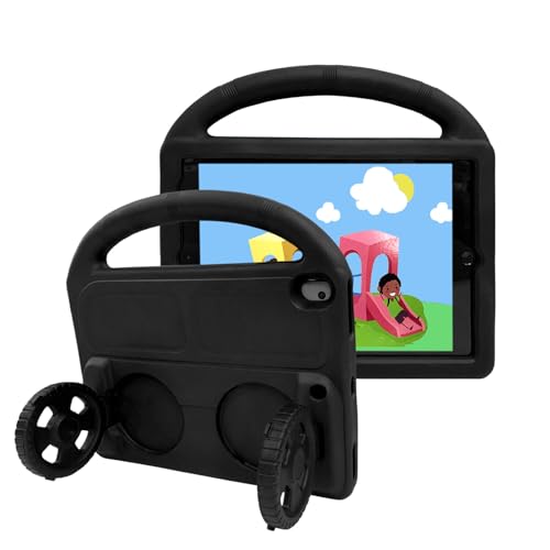 Coque silicone iPad 9e/8e/7e gén avec support rétractable et poignée de transport
