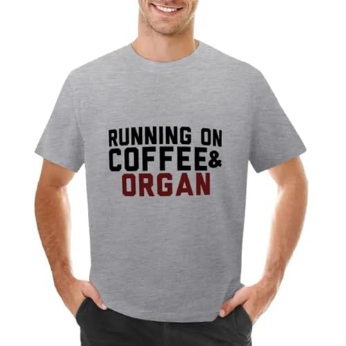 AMdeTUNS Running on Coffee & Organ T-Shirt t Shirts t-Shirt Mens Clothes Grey L