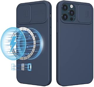 imluckies Magnetic Silicone Case for 6.1" iPhone 12 Pro Case with Camera Cover, Built-in Magnets Support Magsafe Faster Charging, Premium Liquid Silicone Phone Cover for iPhone 12 (2020) - Blue