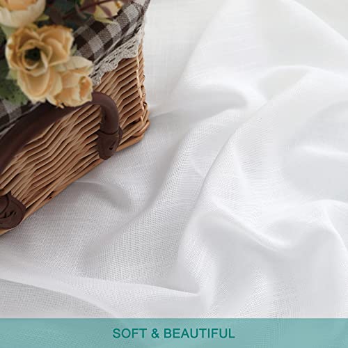 Hoydumuia Pure White Linen Curtains 84 Inch Long Back Tab Loop Pocket Drape Cotton Textured Curtains 2 Panels Set Light Filtering Semi Sheer Linen Curtain For Living Room Bedroom Farmhouse 52X84 #TOP5