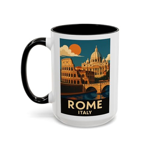 Taza de cerámica negro 15oz diseño vintage Roma miniatura 3