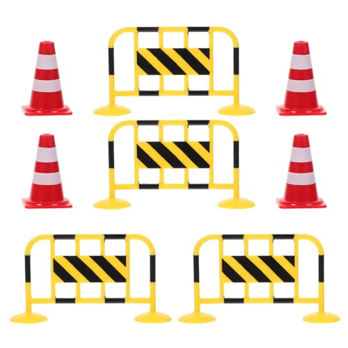 HOLIDYOYO 8pcs Roadblock Toys Miniature Traffic Cone Barricade Set for Boys and Girls Learning Imaginative Play Ideal for Construction Toy Sets
