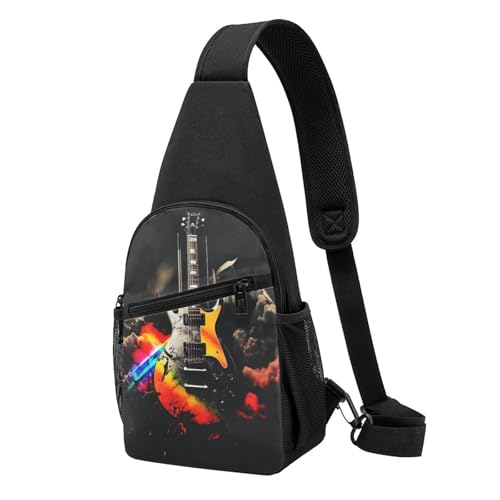 Sac de poitrine à bandoulière réglable style musique rock
