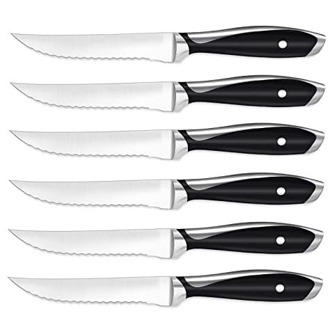 Steak Cutting Tool Set 6-Piece Heavy Duty Stainless Steel Fine Edge Steak Cutters Cover