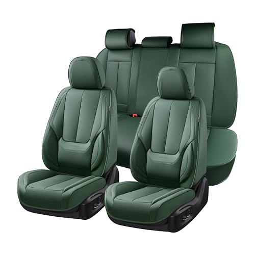 Coverado Car Seat Covers Full Set, Car Seat Protector Waterproof, Nappa Leather Car Seat Cushion, Seat Covers for Cars, Front Seats and Back Universal Fit for Most Cars