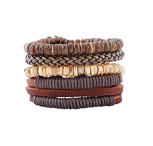 4 Pcs SetColorful Surfer Stretch Bracelet, Letter Vinyl Beads Bracelet Set Handmade Elastic Rope Heishi Bracelet Retro Style Summer Beach Bracelet for Women Men