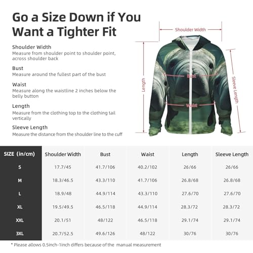 UPF 50+ Sun Protection Hoodie Long Sleeve Manatee Animals Sun Shirt Rash Guard Fishing Shirts for Men2