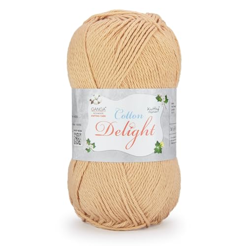Image of Ganga Acrowools Cotton Delight, Dk Weight Cotton Yarn, Oekotex Class L Certified 100G, 169M, Pack of 1 Ball - 100gm Each, Shade No. - COD042 - Winter Hazel