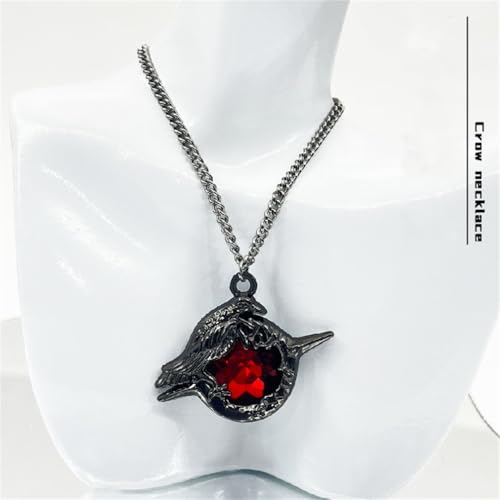 Image of Game LAD Sylus Crow Cosplay Badge Necklace Alloy Red Gem Brooch Lapel Pins Jewelry Bag Costume Accessories Prop Gifts