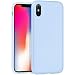 Produktbild HOCO für iPhone X Hülle, Flüssiges Silikon Gel Gummi Matte Stoßfest Anti Kratzer Dünn Ultra Slim Fit mit weichem Microfaser Futter Schockabsorbierend Flexibel Schutzhüll (Hellblau)