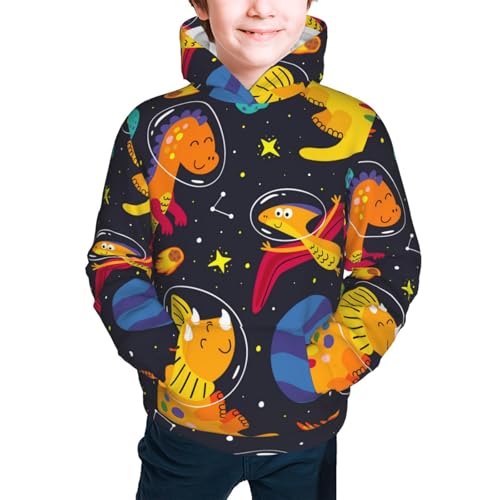 Dinosaurs in Space Kid Hoodies Boys Sweatshirts Girls Pullover with Pocket3