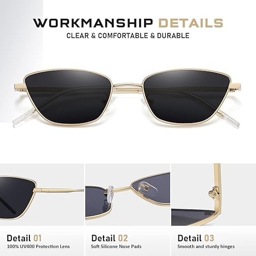 Image of Diamond Shape Cat Eye Women's Sunglasses Lightweight Frames Provide Uv Protection,Small Metal Frames Making Them Ideal For Everyday Wear.,Non-Polarized