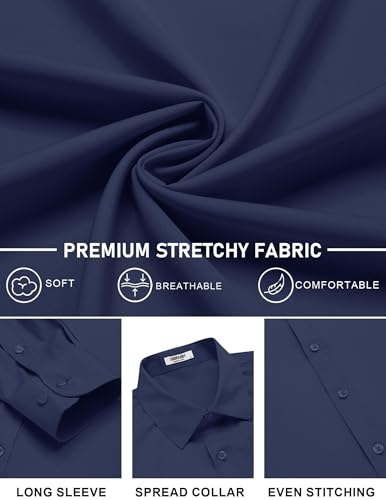 Image of COOFANDY Mens Stretch Dress Shirts Long Sleeve Button Down Shirt Regular Fit Formal Business Shirts