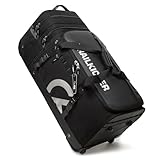 TRAILKICKER Extra Large Hockey Bag with Wheels, Durable Rolling Sports Equipment Duffle with Multiple Pockets, Ideal for Ice Hockey and Sports Gear, Black