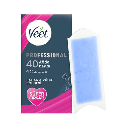 Hassas ciltler için bacak ve vücut ağda bandı, 40'lı paket