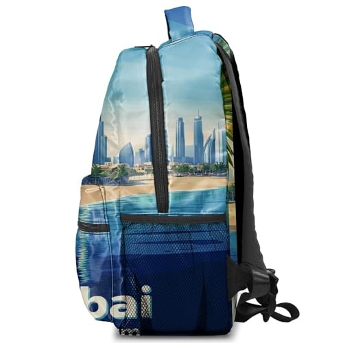 Dubai Burj Khalifa City Travel Backpack Stylish Full Print Large Capacity Backpack Unisex Casual Travel Rucksack (style 8)2
