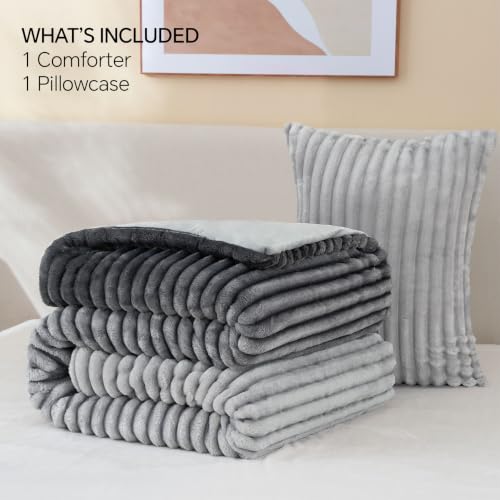 Image of BEDELITE Fleece Twin /Twin XL Comforter Set, Fluffy Bed Set, Grey Ombre