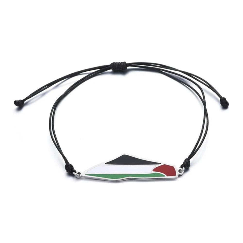 Palestine Flag Map Bracelet Handmade Adjustable Free Palestine Flag Wristband String Thread Bracelet Gaza Storage Rope Wrap Bar