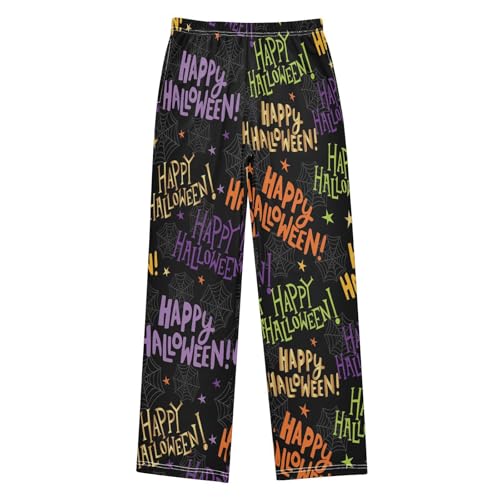 ZZXXB Happy Halloween Cobweb Boys Long Pants Soft Trousers Elastic Waist Kids Lounge Bottoms with Pockets S-XL