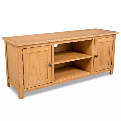 Tidyard Mesa para TV Mueble TV Salón Mesa Televisión Mueble Comedor Televisor Bajo con 2 Puertas de Madera y 2 Compartimentos Estilo de Rústico Roble Marrón 120x35x48cm