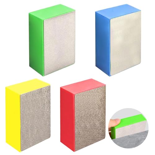 4 Piezas Almohadillas de Pulido Manual de Diamante, Set de Bloques de Lijado 60# 100# 200# 400#, Almohadillas de Colores para Azulejos, Vidrio, Concreto, Piedra, Granito, Mármol