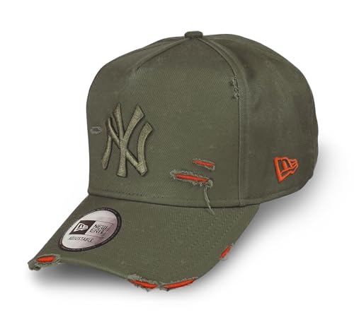 New Era New York Yankees MLB Distressed Verde Oliva Berretto Regolabile del Modello 9Forty E-Frame
