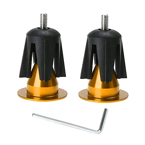 QitinDasen 2 works Bike Handlebar End Plugs, Aluminum Bicycle Bar End Caps, for Road Bike MTB, BMX (Golden + Silver) - Image 3