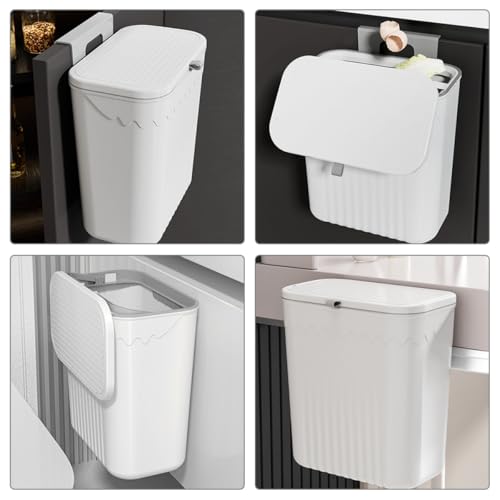 Caneca de basura colgante blanca para cocina miniatura 4