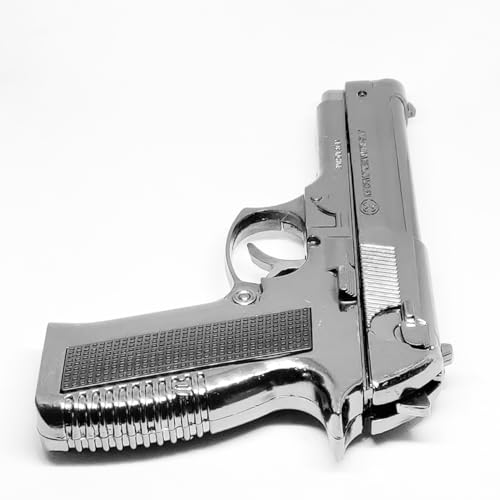 Image of Gun Pistol Lighter Heavy Weight Metal Body Real and Original Like Gun Pistol for Decorative, Smoking Filled with Gas (608 Silver)