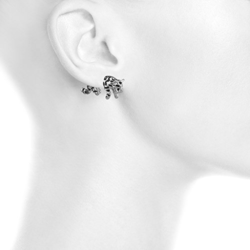 Lux Accessories Tiger Jungle Animal Cat Front Back Stud Earrings2